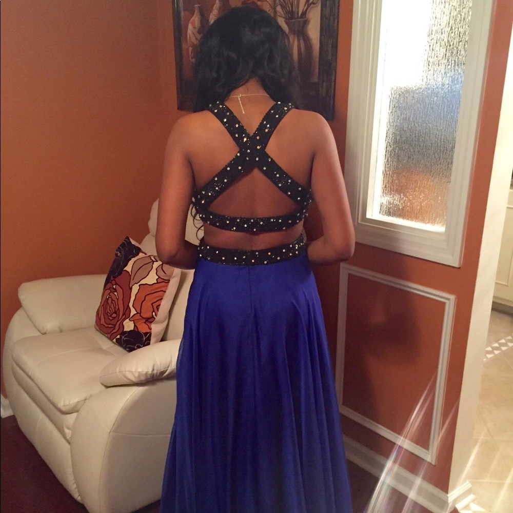 Black & Blue Sequin Prom Dress